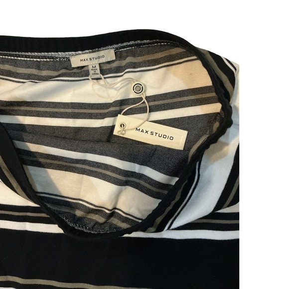 Max Studio Womens Striped Knit Pencil Skirt Black White Grey Elastic Waist M - Picture 4 of 5